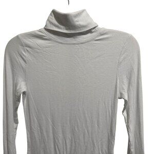 White Ribbed Turtleneck Top Long Sleeve Layering Classic Sz M Sweet Romeo NEW